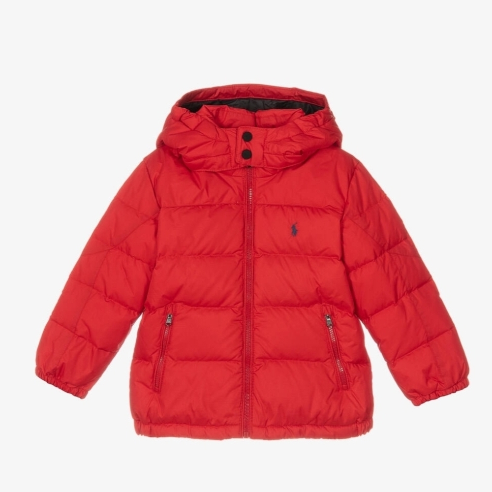 Polo RALPH LAUREN Little Boys 5T Ripstop Down Hooded Jacket Red